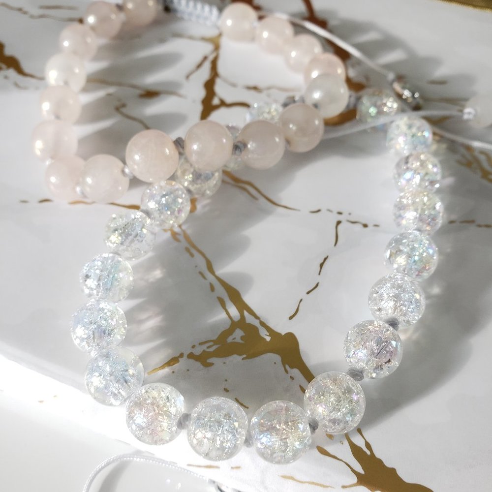Natural Rose OR Angel Aura Quartz Bracelet
